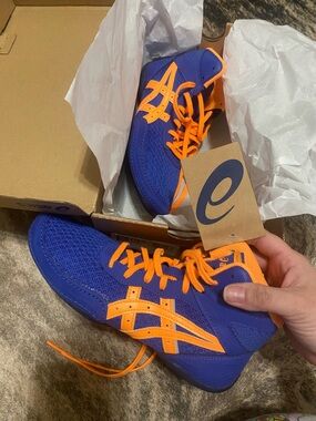 ASICS Matflex 7  Blue and Orange wrestling Shoes